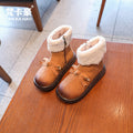 Girls' bowknot casual princess ankle boots - autumn/winter versatile kids' indoor/outdoor warm fleece-lined thickened trendy boots