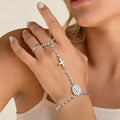 Amazon's popular fashion trend cross 14k gold stainless steel round plate bracelet jewelry four-leaf clover
