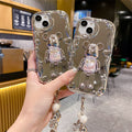 Electroplated mirror finish apple 16 pro violent bear stand phone case iphone xr/11 creative minimalist soft cover