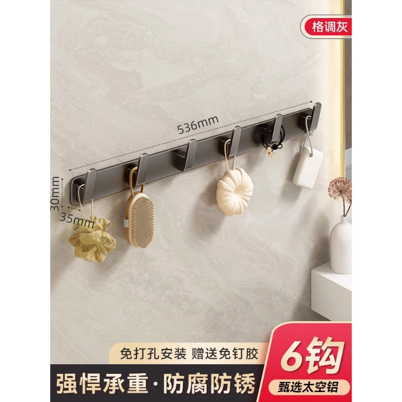 Wall-mounted clothes hooks for entryways, closets, bathrooms, kitchens, and home use. space aluminum, no-drill installation, multi-hook design