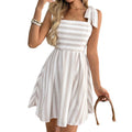 european and american cross-border new striped cinched-waist cami summer dress