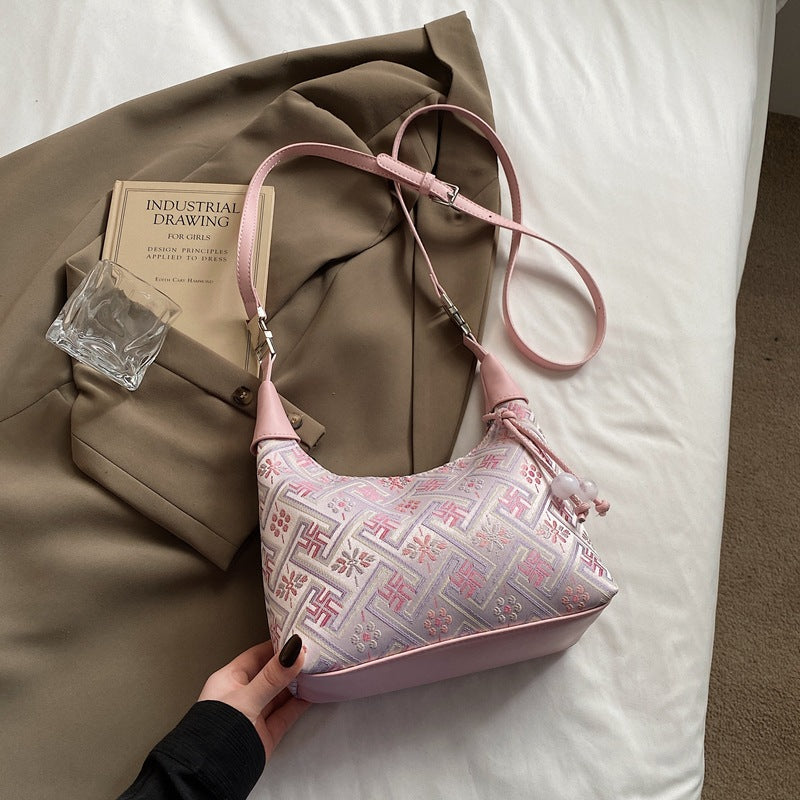 Foreign trade new Chinese portable small bag women's 2025 new Guofeng one-shoulder dumpling bag high-end versatile messenger bag