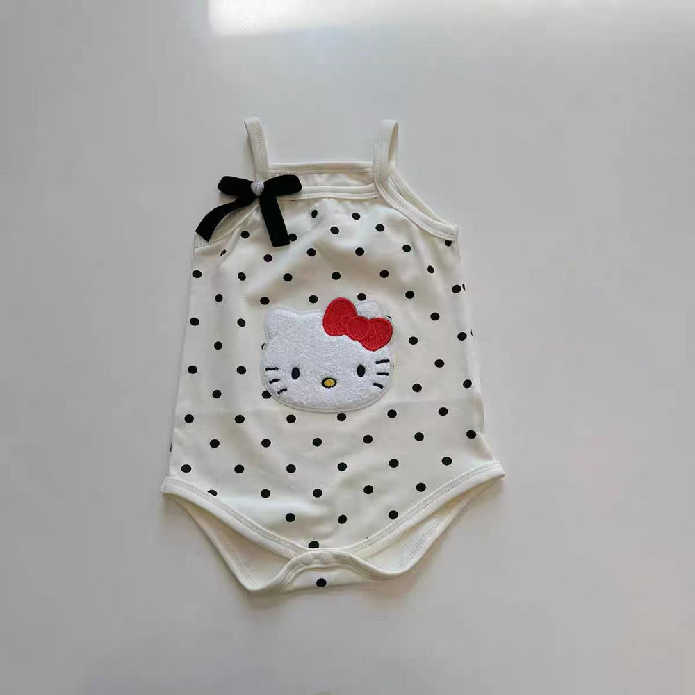 summer new arrival: korean style cat & bowknot romper - lightweight one-piece outfit for baby girls, perfect for crawling and outdoor adventures