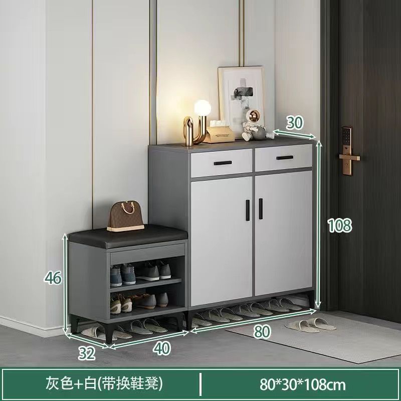 Entryway shoe cabinet storage organizer, large capacity shoe rack, indoor home shoe cabinet, hallway aisle shoe changing bench