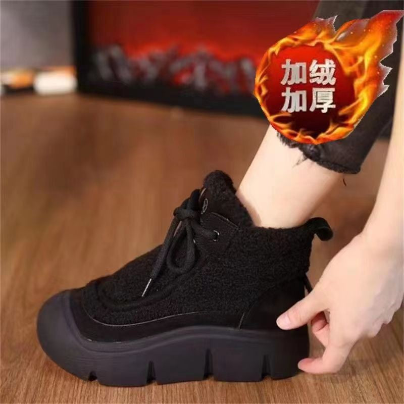 Fleece-lined martin boots thick sole snow boots for women 2026winternew arrivalfleece-linedheattech high-top shoes casualladieswear cotton shoes