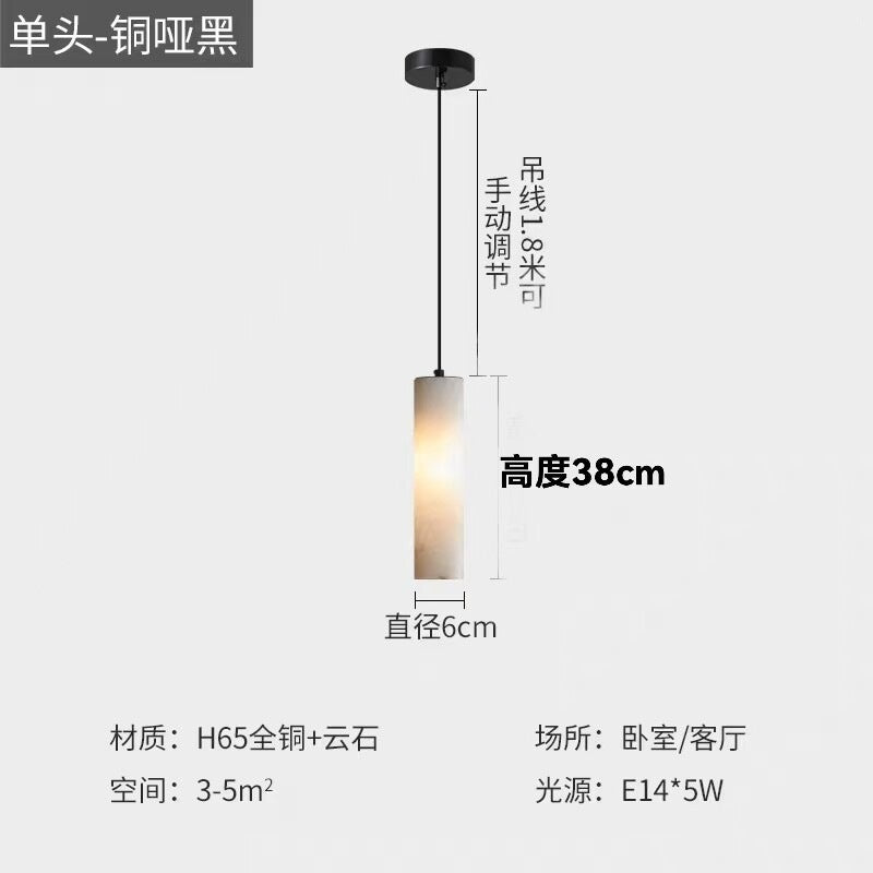 New chinoiserie all-copper real marble bedroom bedside small chandelier classical house restaurant bar study model room lighting fixtures