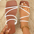 Plus size fairy style slippers for women - new korean style casual thin strap square toe flat beach sandals - trendy outerwear