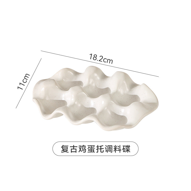 Retrofor homestylish ceramic egg tray creative high-looking divided dipping ceramic dish vinegar dish tray