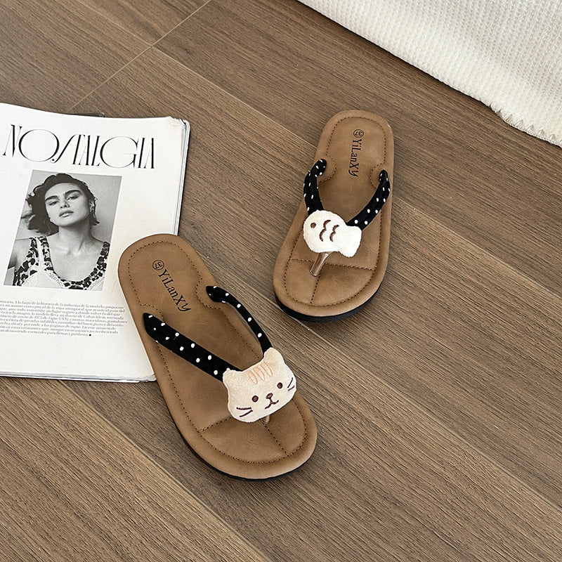 2025 summer new arrival flip-flops cute shoes cat fish outwear women's easiest for match soft bottom beach flatscasual wholesale
