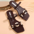 Wholesale cross-border supply:  summer deep brown shell bead embellished leather open-toe plus size sandals and slippers
