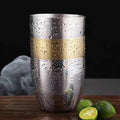 Korean style 304 single-layer stainless steel gold tea cup, outdoor beer mug, shatter-resistant cold drink cup, thickened for home use