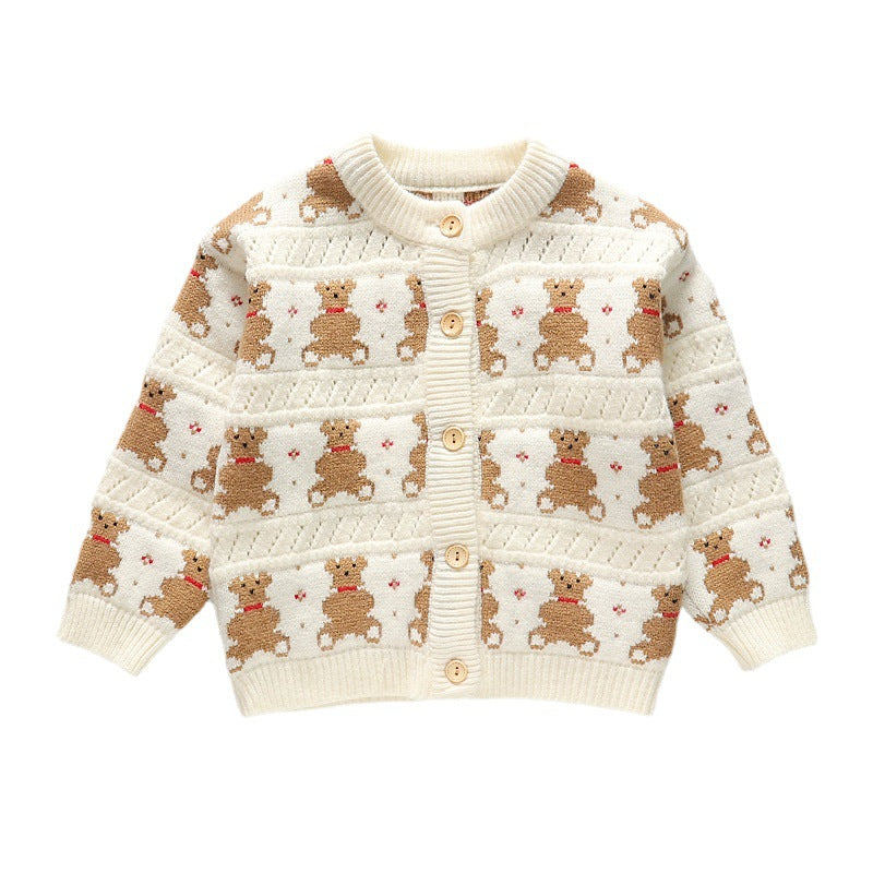 autumn new children's cardigan sweater cartoon jacket boys girls versatile korean style cardigan baby top