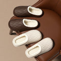 Classy pleated cotton slippers for men, home and outdoor wear, fleece-linedheattechstuffedretro cotton slippers, toe-cap half slippers for winter