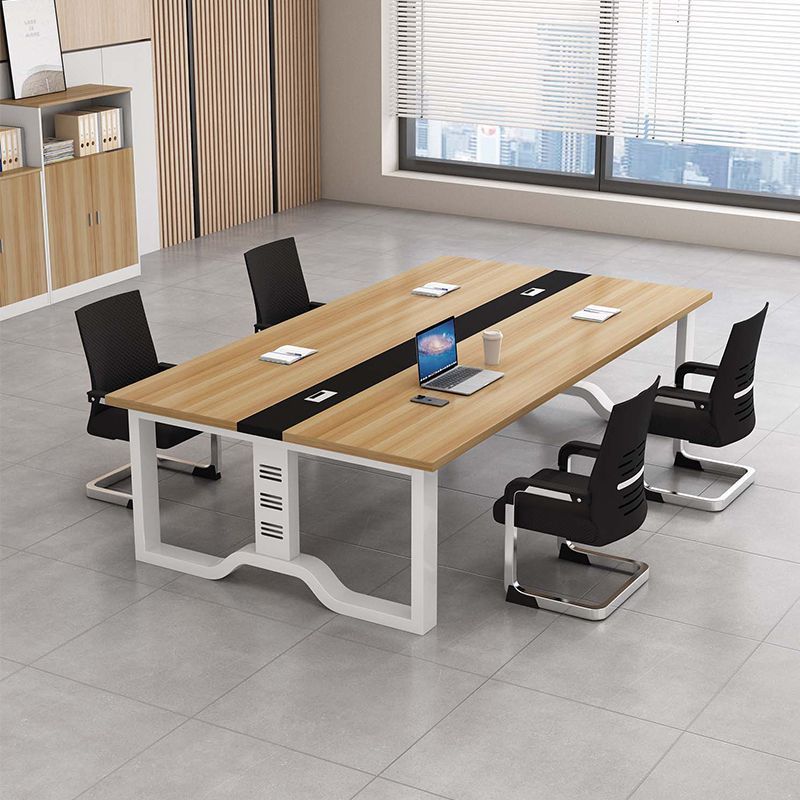Conference table - modern minimalist small meeting room table and chair set - rectangular bench table - workstation desk