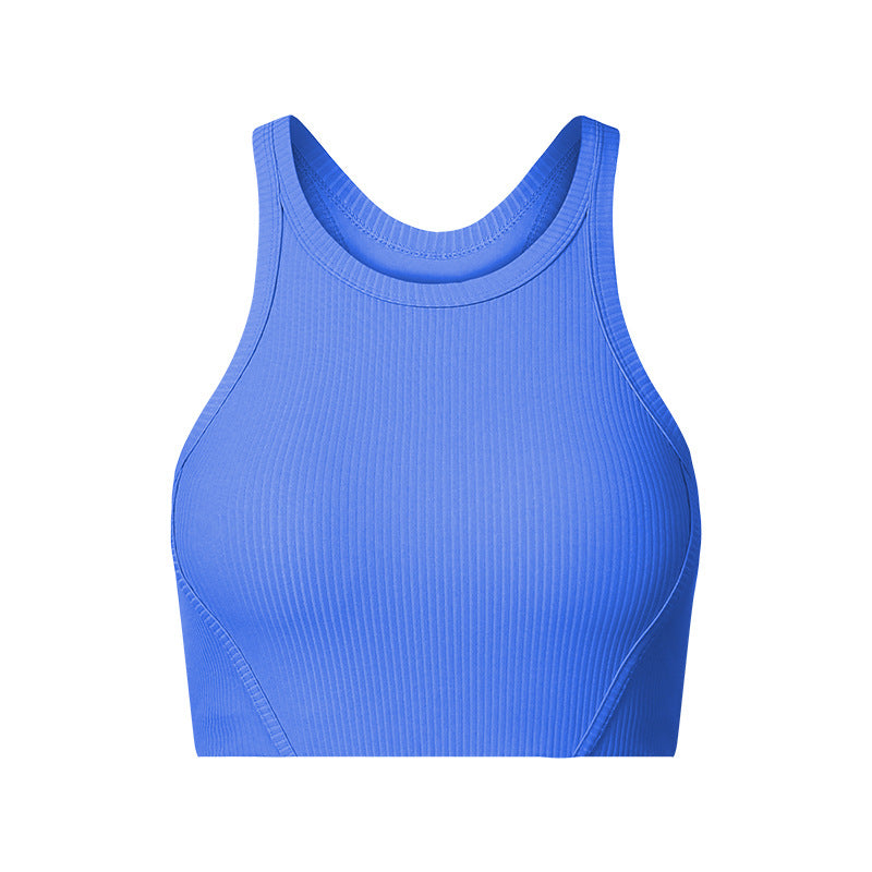 Vertical ribbed high collar elastic comfortable sports intimates high-strength bubble wrap sports bra daw057