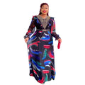 European and american new arrival african plus size women's v-neck dress - in stock, ready to ship -  cross-border e-commerce, chiffon printed maxi dress