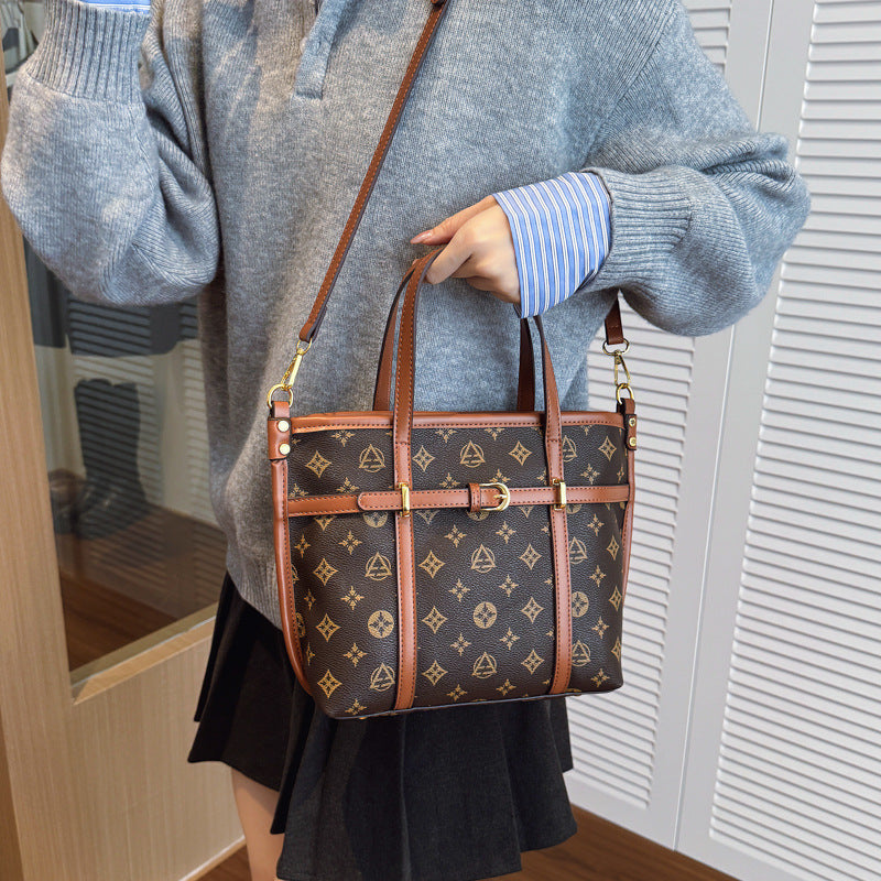 Classy retro old flower bag for women 2025 tote bag large capacity work clothing shoulder crossbody bag satchel bag bucket