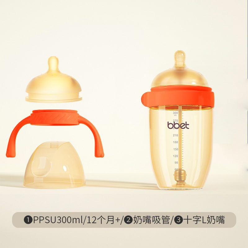Babycare newborn ppsu baby bottle - infant straw bottle with wide neck, plastic feeding bottle