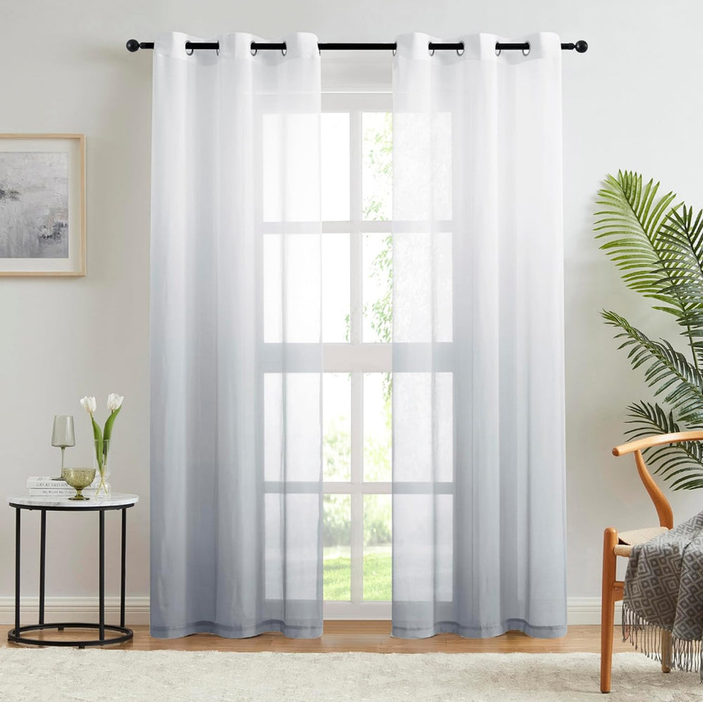 Amazon direct supply gradient colored window screens, export-ready finished curtains, window sheers, digital print voile curtains