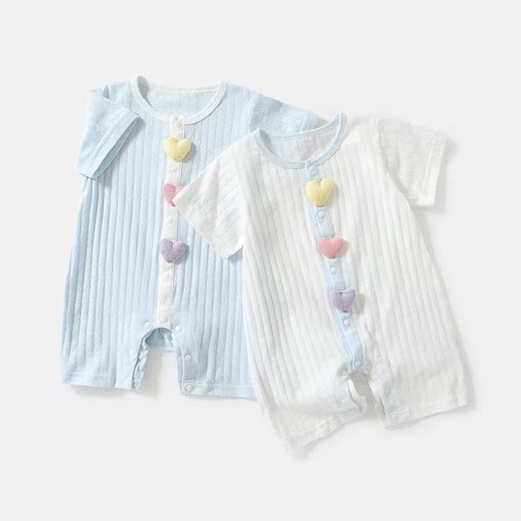 Summer lightweight baby romper - newborn bodysuit for boys and girls - short sleeve onesie for crawling and everyday wear