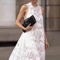 Amazon european style gentle temperament minimalist lace round neck sleeveless dress women's summer new arrival