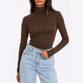 cross-border  spring new arrival: women's semi-high neck slim-fit versatile base layer top