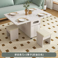 Multifunctional sofa corner table, side cabinet, foldable coffee table, slate dining table, dual-purpose living room trolley, movable tea table