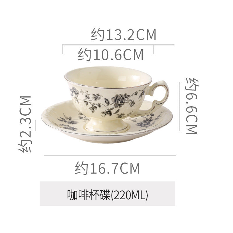European-style stylish palace style ceramic coffee cup and saucer floral afternoon tea cup teapot milk pot sugar pot stylish combination