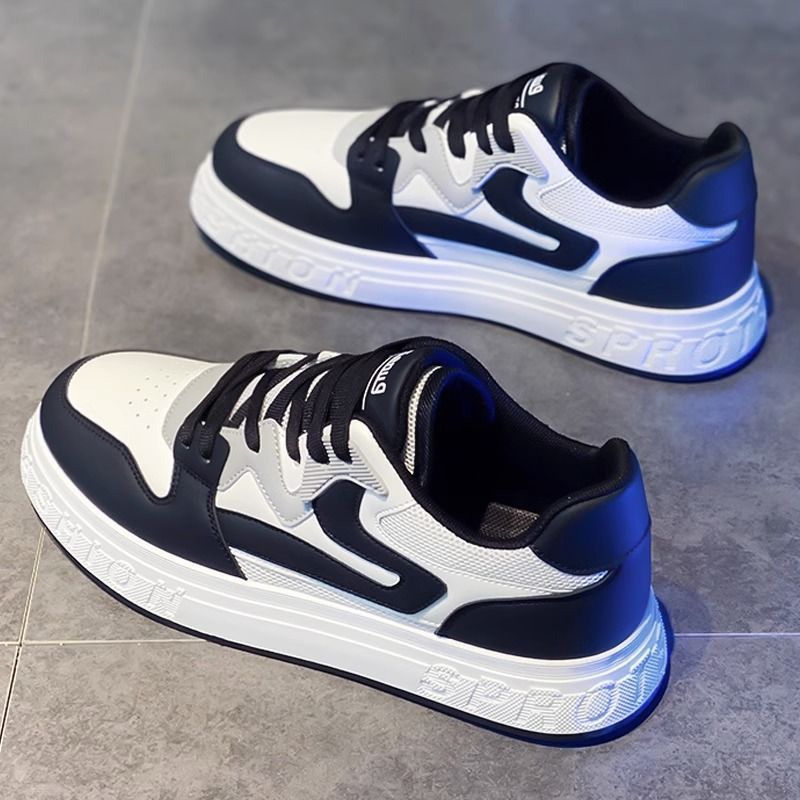 Men's winter shoes: breathable mesh sneakers for men, black and white versatile casual athletic leather shoes, white sneakers for men