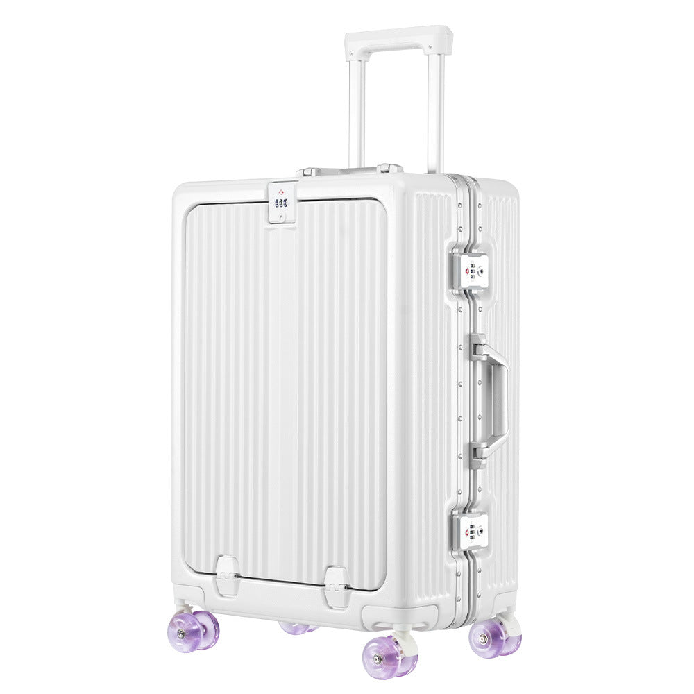 One-click front open aluminum frame 20-inch boarding case, ice skating wheel suitcase, customs lock suitcase 24-inch anti-drop trolley case