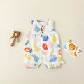 Summer lightweight baby romper, sleeveless bodysuit, cartoon summer outfit, cartoon overalls