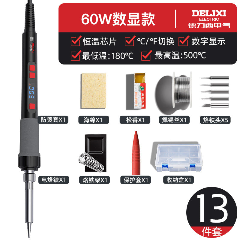 Delixi Electric Soldering Iron Set Household Repair Welding Artifact Constant Temperature Soldering Gun Electric Welding Pen Welding Tool
