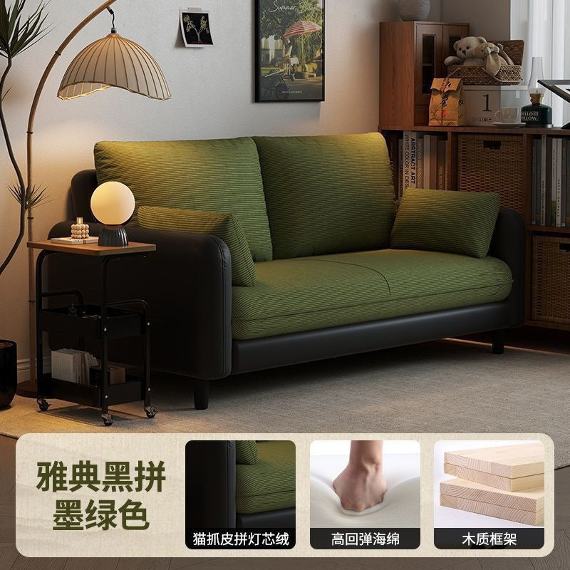 Cat scratch leather retro sofa small apartment comfortable corduroy sofa living room balcony rental house sofa with backrest