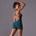 High-intensity workout backless yoga bodysuit - quick-dry, ruched, butt-lifting, compression one-piece with zipper - naked feel fitness jumpsuit
