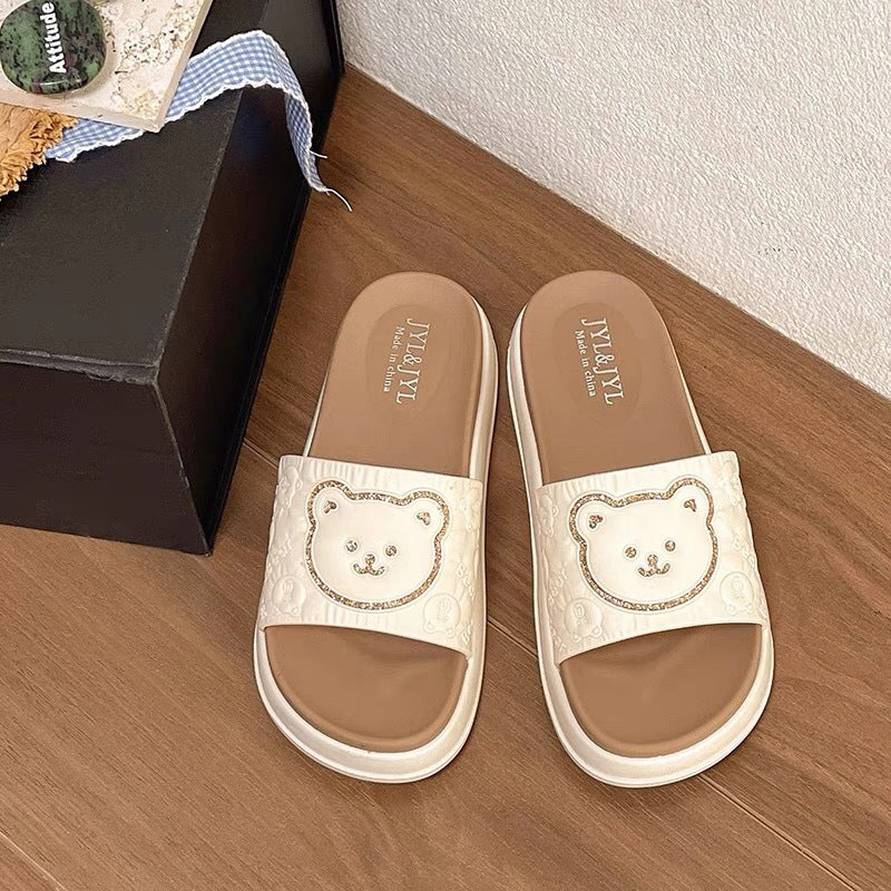 Thick solebear slippers women's summer 2024new arrivaloutwearnon-slipdeodorizing filterindoor homecute sandals
