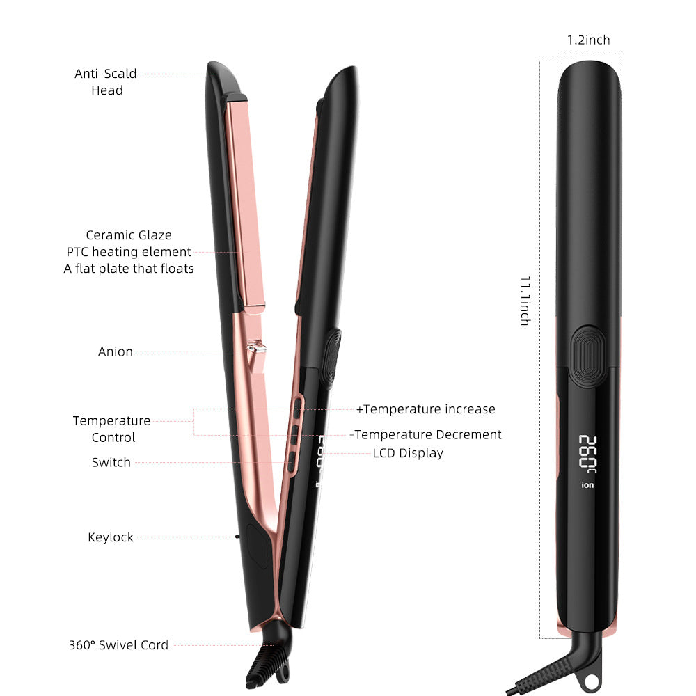 Cross-border vibration straight plate clip-roll straight dual-purpose electric splint household curling iron straightening plate negative ion high temperature hair straightener