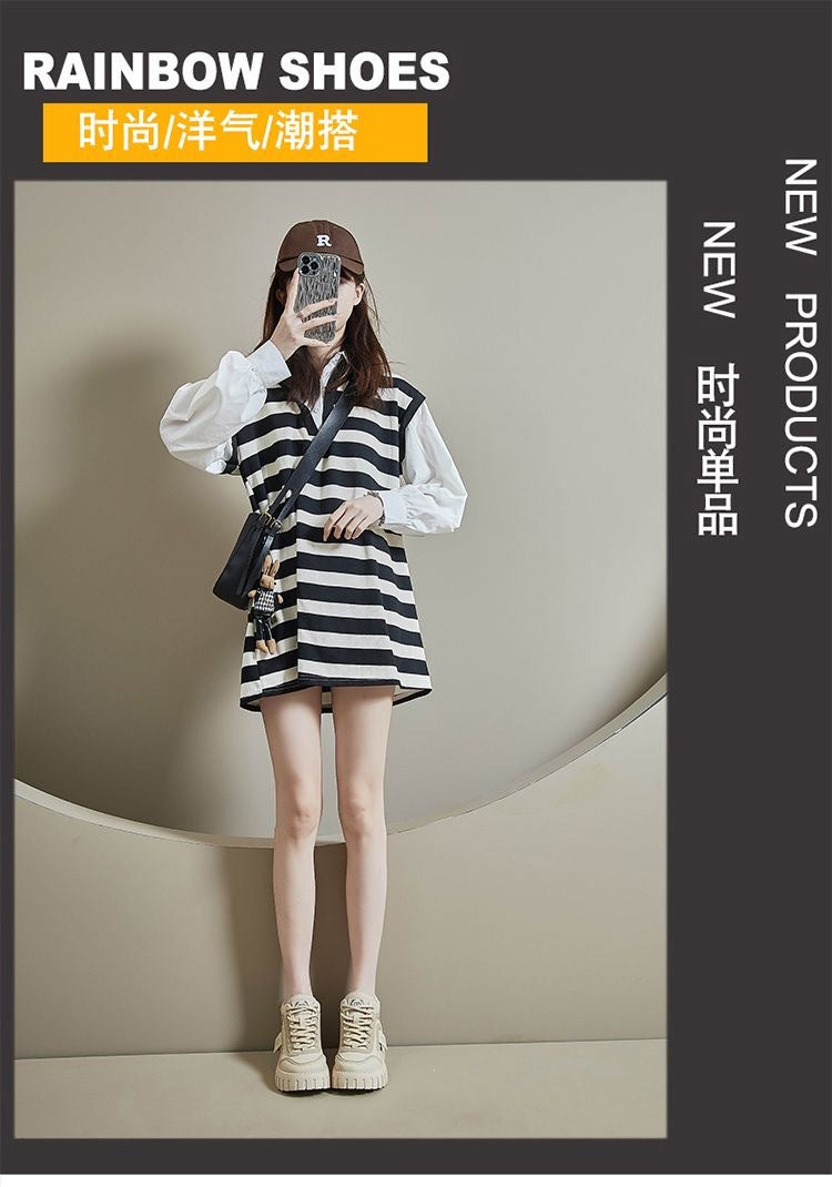 Authentic women's cotton-padded shoes, flat, british style, new autumn/winter collection, soft sole, lightweight, fashionable all-season women's shoes, wear-resistant kt12261