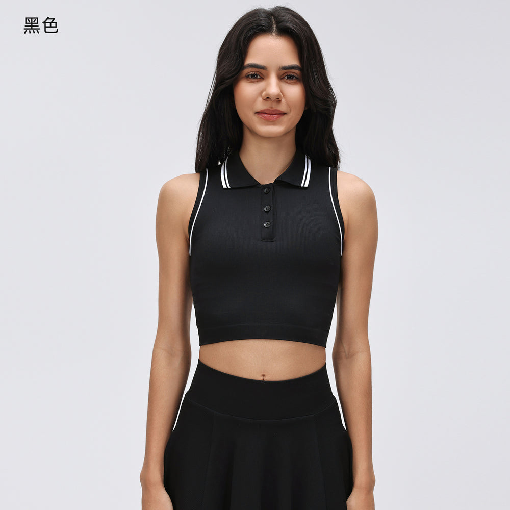 Polo collar sports tank top women's summer outdoor fitness yoga tennis skirt running training athletic skort set