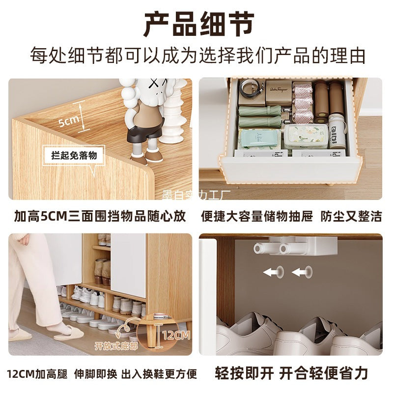 Solid wood shoe cabinet, indoor corridor at the entrance of the home, large-capacity new entry entrance cabinet, light luxury shoe rack