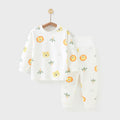 Baby thermal underwear set, 100% cotton, high-waisted, tummy protection, thick autumn/winter style, boys' and girls' pajamas, warm and cozy