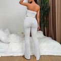 Amazon cross-border summer set: striped sexy cutout tie-up top and pants two-piece outfit