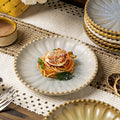 Retro kiln-turned ceramic western food steak plate with beads stylish dessert pastry plate ceramic snack plate afternoon tea plate