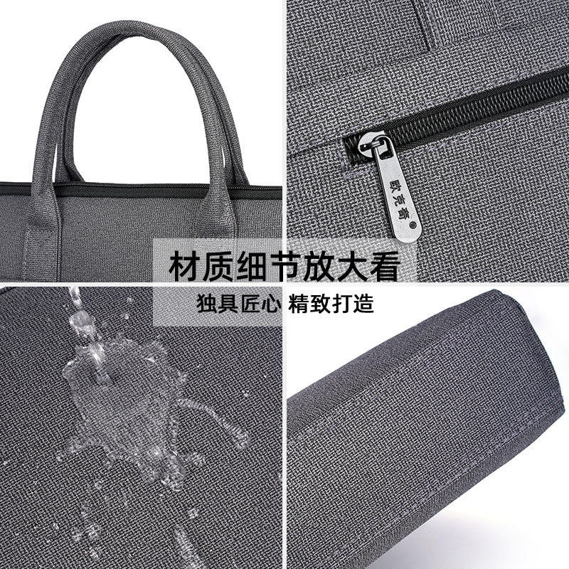 Large capacity zippered business briefcase - waterproof, stylish laptop bag, document organizer for meetings & conferences - custom logo available