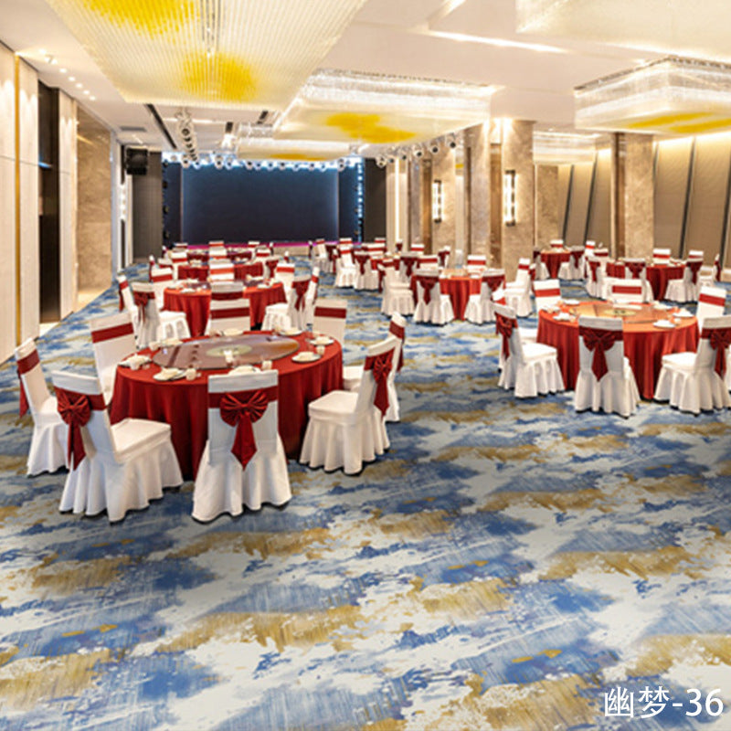 Custom carpets for hotel banquet halls, corridors, and aisles - fire-retardant, full-spread nylon printed carpets for restaurants and dining rooms
