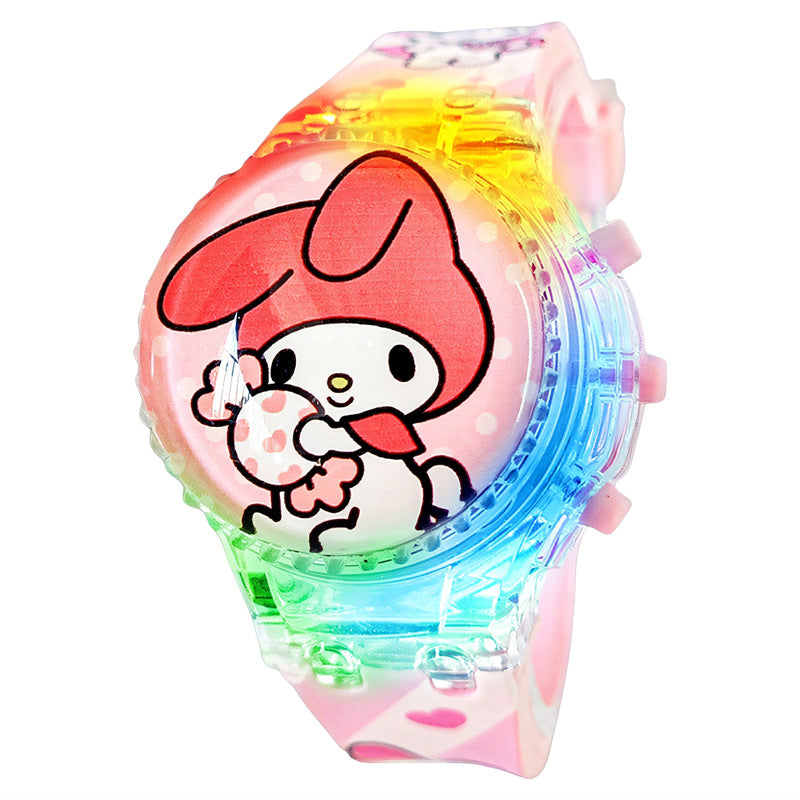Kids' girls' electronic watch - luminous rotating gyro - cartoon my melody, kuromi, cinnamoroll - girl's toy gift