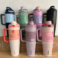 New owala 40oz double-drink insulated tumbler: large capacity, 304 stainless steel, outdoor vacuum straw, portable
