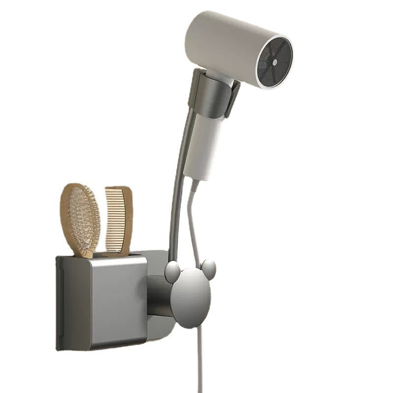 No punching, hair dryer rack, wall-mounted free hand-held rotating lazy bracket, bathroom, bathroom hair dryer storage