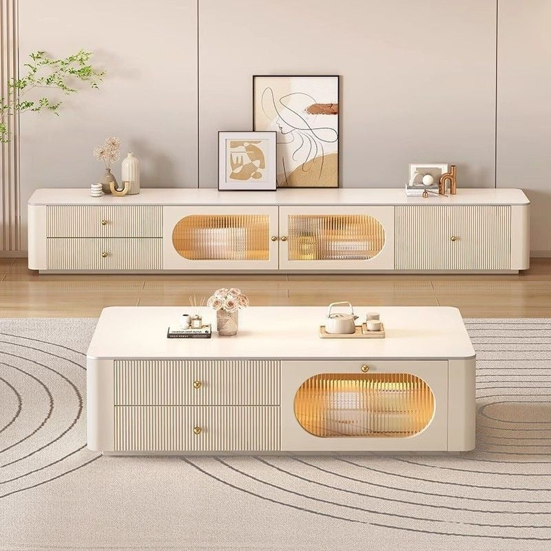 Solid wood tv stand living room home modern minimalist floor cabinet new coffee table tv cabinet glass other