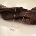 Amazon cross-border new fashion minimalist two round faux pearl necklace, versatile gold thin chain necklace jewelry