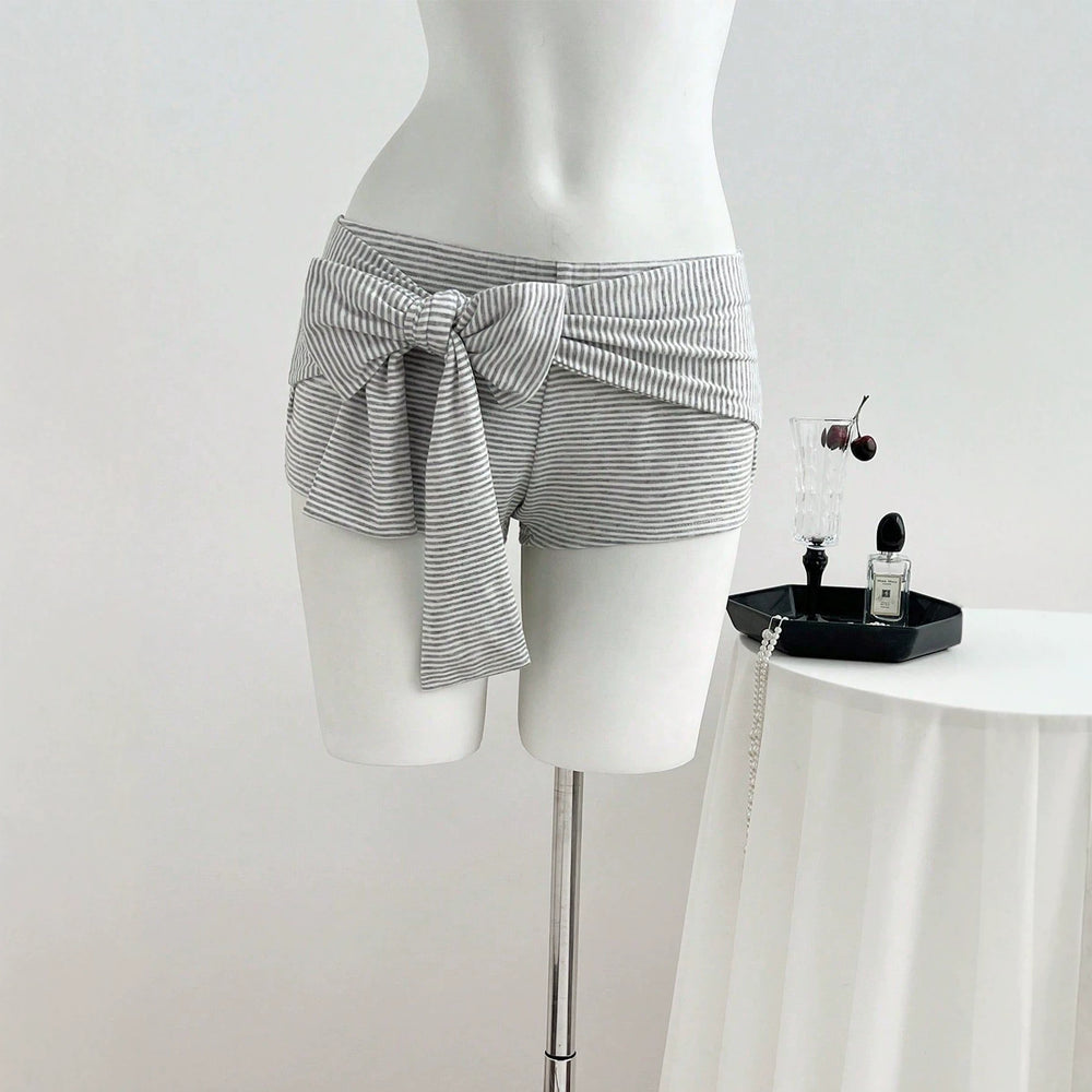 E2 - in stock - 95285#  us & europe hot girl low-rise striped bow casual summer women's shorts